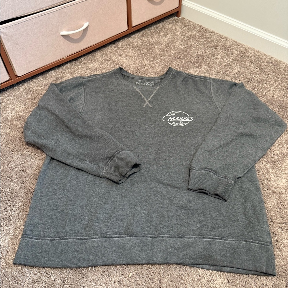 Chubbies Gray Crewneck Sweater with V-Stitch Detail